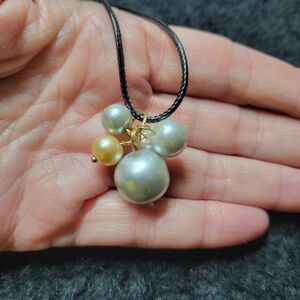 Lustrous Gold and Silver Pearl Cluster Necklace